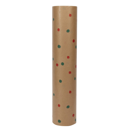 100m Green and Red Spotty Kraft Paper