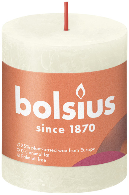 Bolsius Rustic Shine Pillar Candle 80 x 68 - Soft Pearl