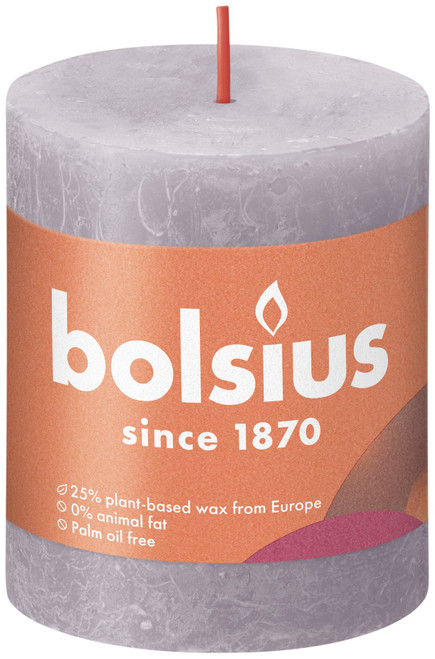 Bolsius Rustic Shine Pillar Candle 80 x 68 - Lavender