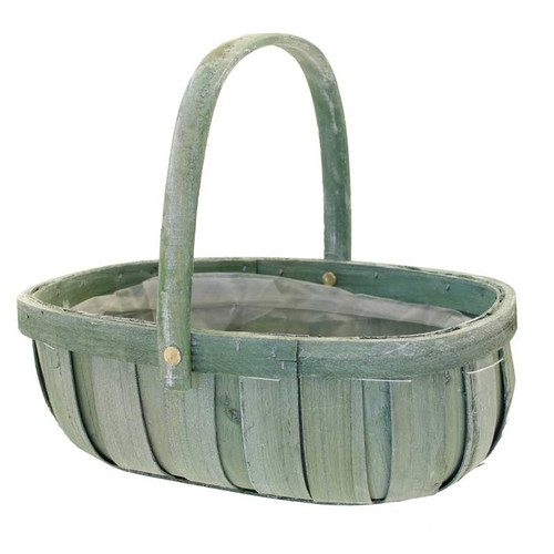 Green Softwood Trug W/ Folding Handle