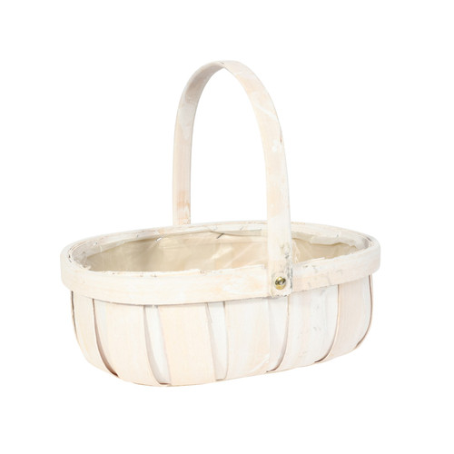 White Softwood Trug W/ Folding Handle