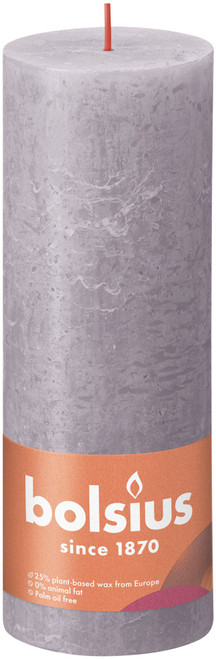 Bolsius Rustic Shine Pillar Candle 190 x 68 - Frosted Lavender Bolsius Rustic Shine Pillar Candle 190 x 68 - Frosted Lavender