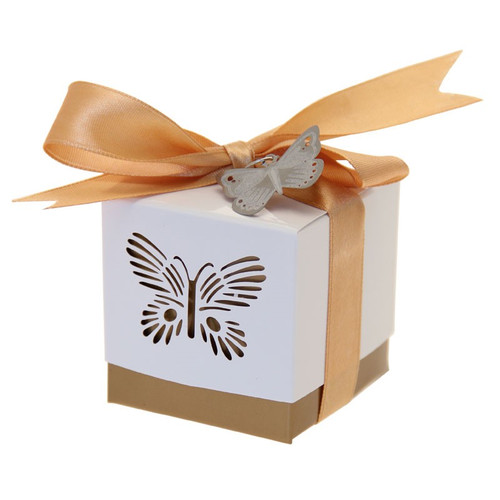 Gold Laser Cut Butterfly Favour Box  x 5