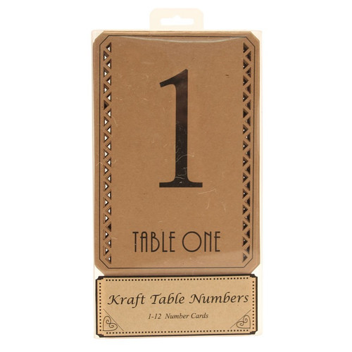 Kraft and Black Table Numbers (1-12)