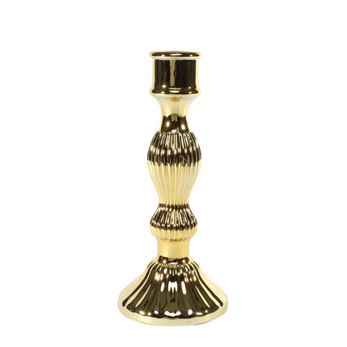 Amaya Candlestick - Electroplate Gold Glass H20cm
