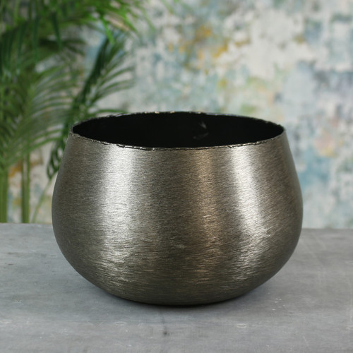 Hyde Park Brush Metal Pot Cover Smoke Black (16 x 25cm)