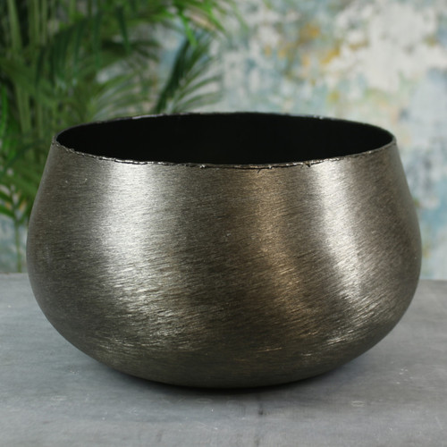 Hyde Park Brush Metal Pot Cover Smoke Black (17.5 x 30cm)