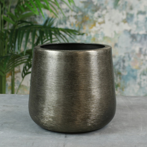 Greenwich Brushed Metal Planter Smoke Black (18 x 20.5cm)