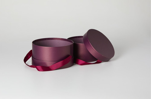 Metallic Burgundy Hatbox (set of 2)