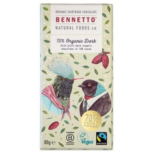 Bennetto Organic & Vegan 70% Dark Chocolate Bar