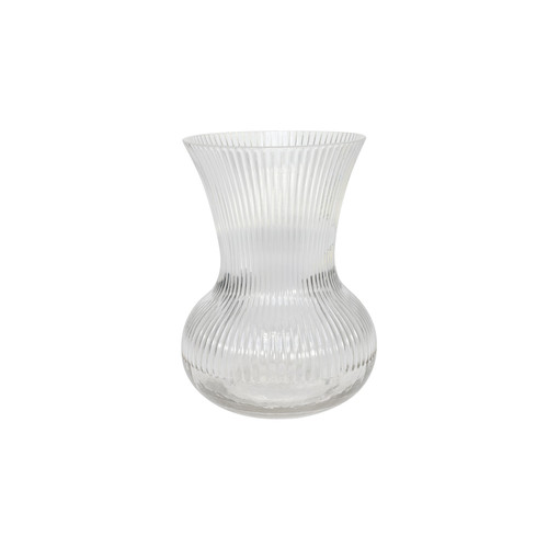 Ribbed Hand Tie vase with Round Base - Clear - H19.5cm