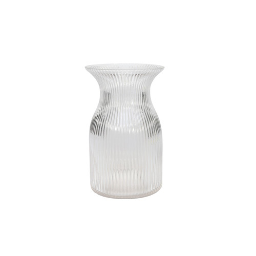 Ribbed Sweetheart Vase - Clear - H19.5cm