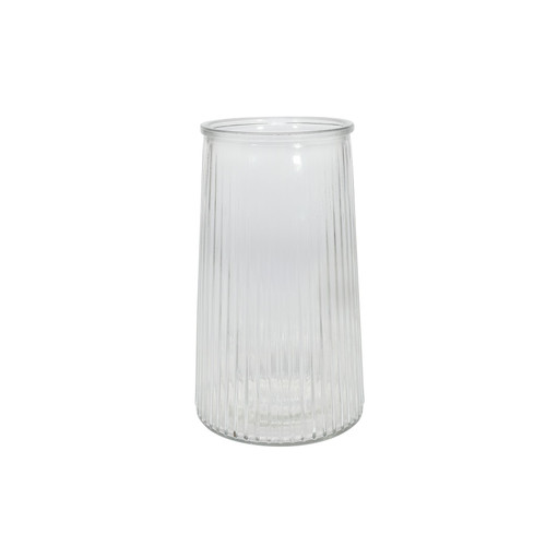 Ribbed Graduated Vase - Clear - H21.5cm