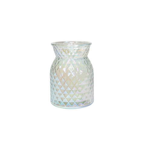 Meadow Flower Vase with Diamond Pattern - Irredescent - H16cm