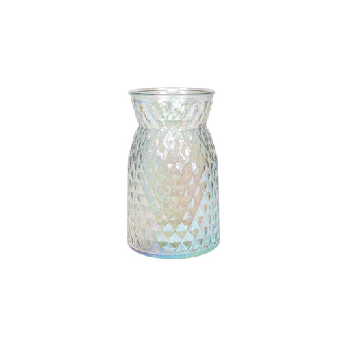 Meadow Flower Vase with Diamond Pattern - Irredescent - H18cm