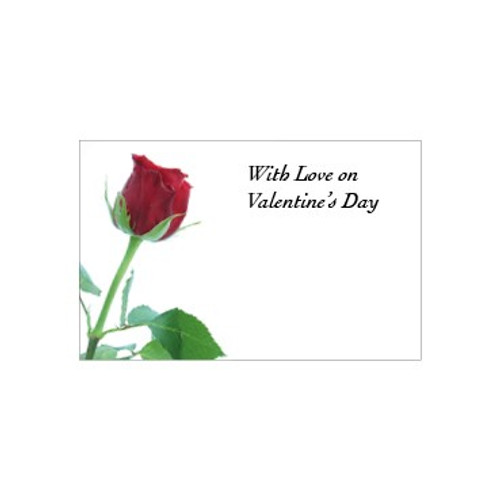 Small Card - With Love on Valentine's Day - Red Rose - Pk25