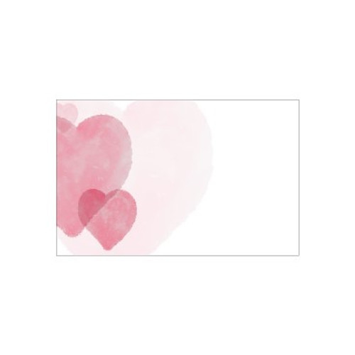 Small Card - Pink Watercolour Hearts - no message - Pk25
