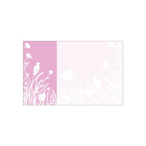 Small Card - No Message - Pink with White Wild Flower Illustration - PK25