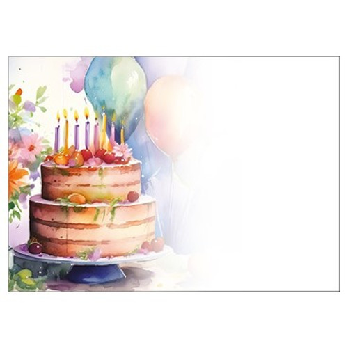 Large Card - No Message - Painted Birthday Cake - PK6