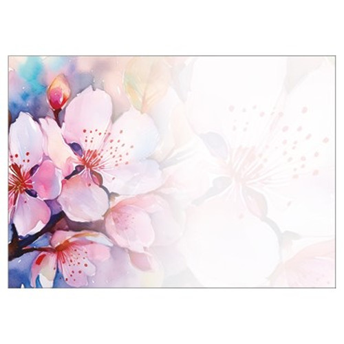 Large Card - No Message - Light Pink Blossom Painting -PK6