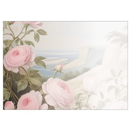 Large Card - No Message - Light Pink Rose/Landscape -PK6