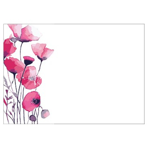 Large Card - No Message - Watercolour Pink Poppies - PK6