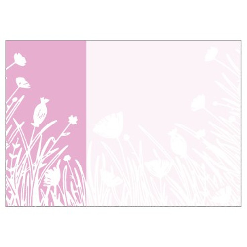Large Card - No Message - Pink with White Wild Flower Illustration - PK6