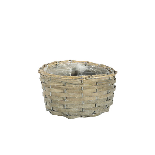 Round Woodchip Basket - Full Willow Rim and Liner -18xH11cm