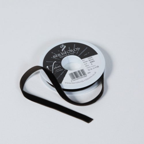 9mm Black Coffee Velvet Ribbon