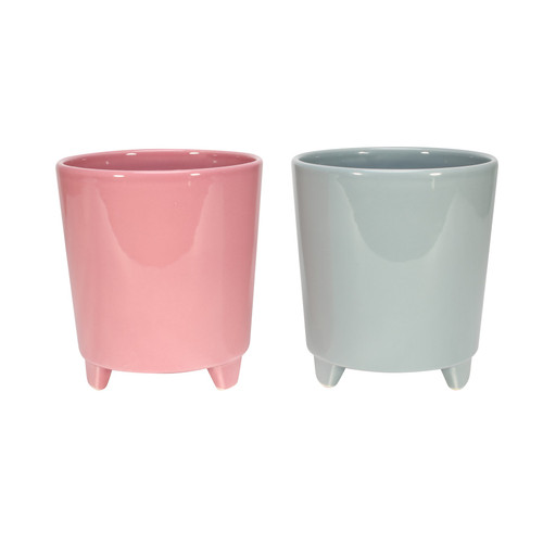 Orchid Ceramic with Feet (Pink / Pale Blue Assorted) - 12cm