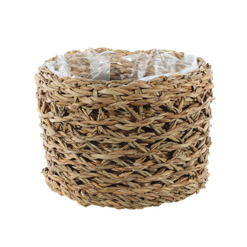 Round Natural Seagrass Basket W/Liner (Med - H15.5 x D21cm)