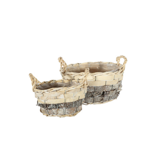 Set of 2 Round Two Tone baskets with handles