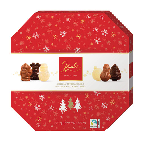 Hamlet Festive Octagon Box with Hazlenut Praline Christmas Figures
