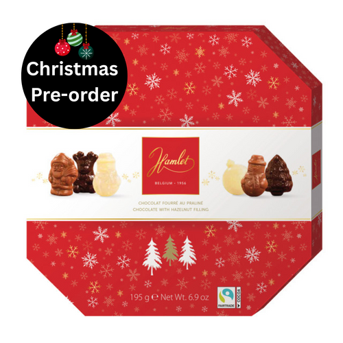 Hamlet Festive Octagon Box with Hazlenut Praline Christmas Figures