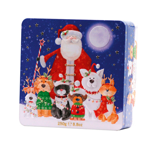 Farmhouse Biscuits Santa, Cat and Dog Tin