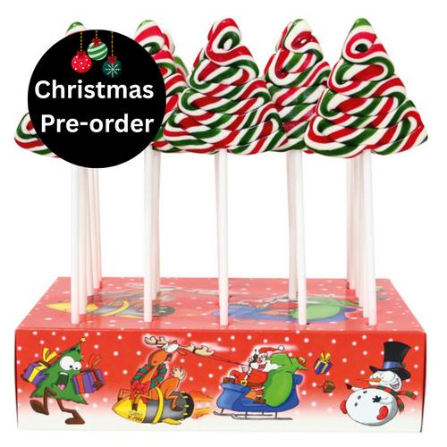 Red, Green and White Striped Candy Cane Trees with display