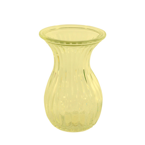 Harper Fluted Flare Top Vase - H14cm - Yellow
