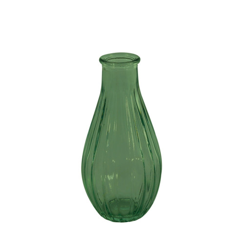 Vintage Fluted Bud Vase 14cm - Green