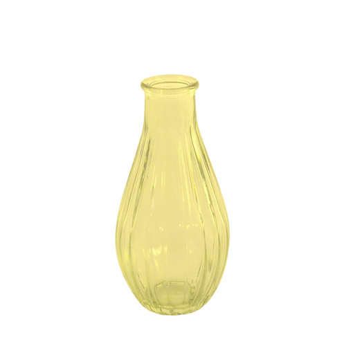 Vintage Fluted Bud Vase 14cm - Yellow