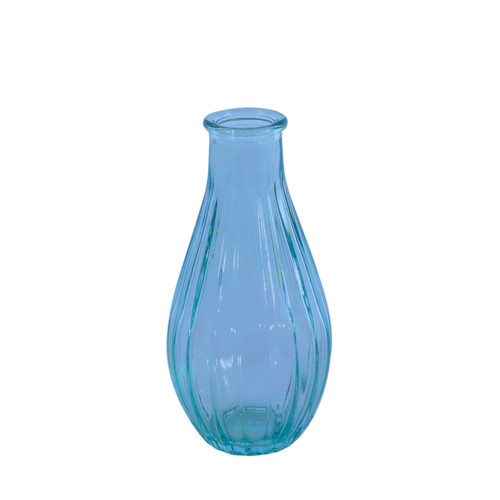 Vintage Fluted Bud Vase 14cm - Blue