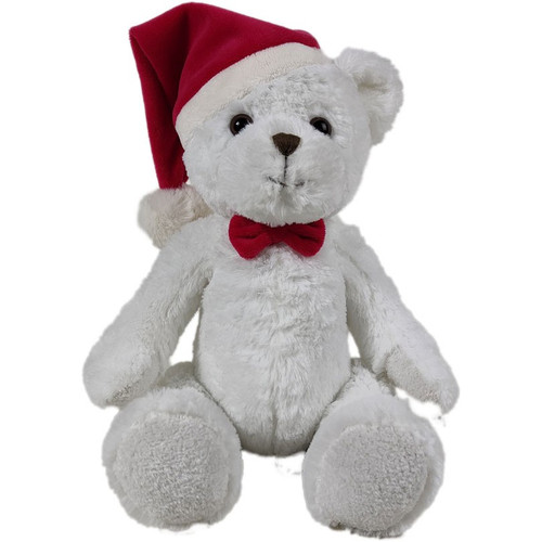 Large White Bear with Santa Hat