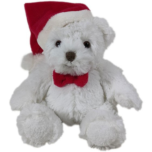 Small White Bear with Santa Hat