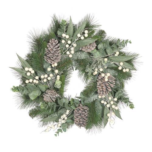 Mixed Pine Wreath with White Berries & Cones - 60cm Mixed Pine Wreath with White Berries & Cones - 60cm