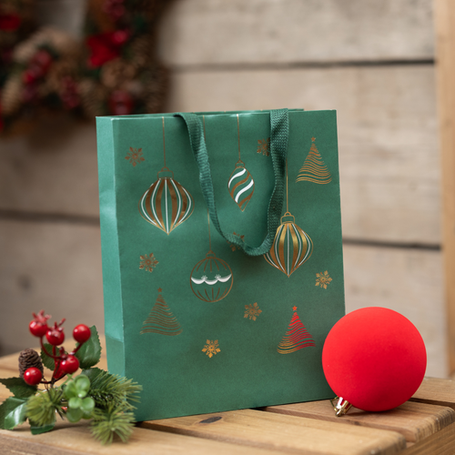 Forest Green Christmas Gift Bag (18cm x 23cm H) Forest Green Christmas Gift Bag (18cm x 23cm H)