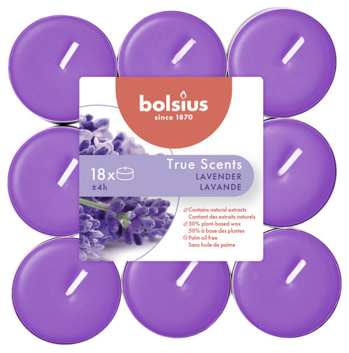 Bolsius TrueScent Tealights 4Hr Lavender 18pk Bolsius TrueScent Tealights 4Hr Lavender 18pk