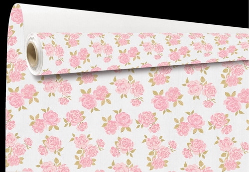 Elsa White Paper with Pink Roses (0.79 x 40m)