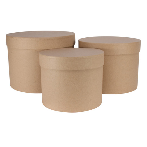 Kraft Hatbox Set (set of 3) (L) - 19cm Diameter x 14.4cm H