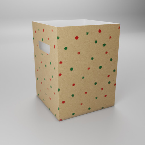 Green and Red Spotty Flower Box (10 pack) (18cm x 18cm x 24.5cm)