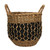 35cm Black / Natural Seagrass and Braided Jute Basket with Ear Handles w/Liner