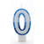 0 Blue Coloured Number Candle (pack of 6)